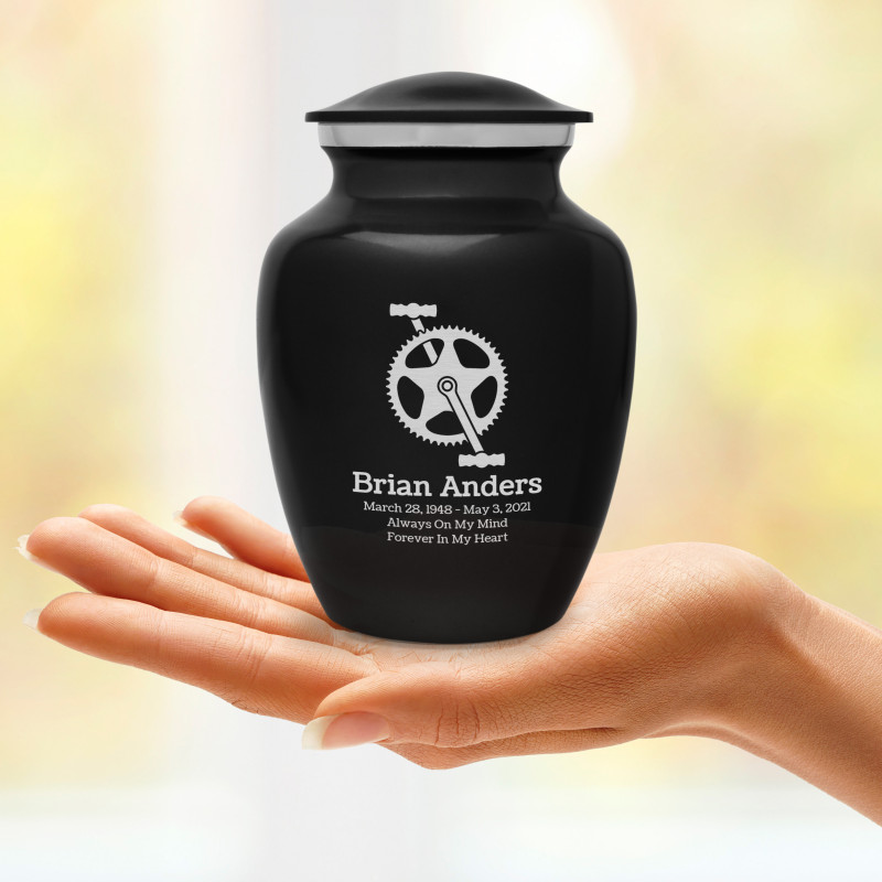 Bicycle Crank Sharing Urn - Jet Black