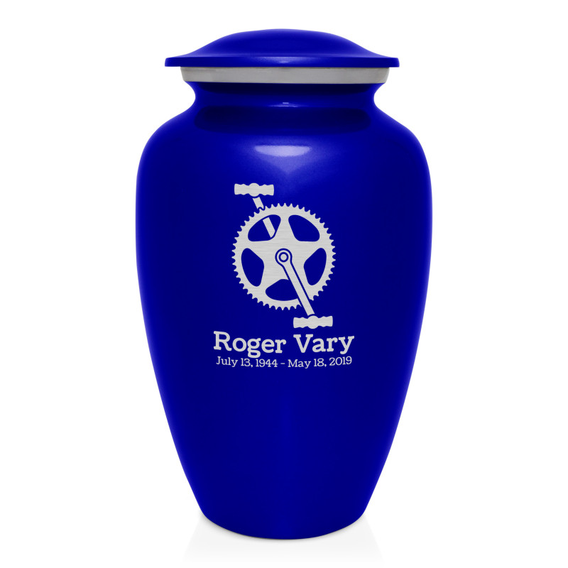 Bicycle Crank Cremation Urn - Midnight Blue