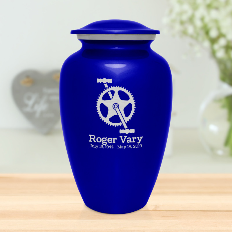 Bicycle Crank Cremation Urn - Midnight Blue