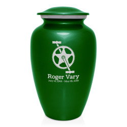 Bicycle Crank Cremation Urn - Shamrock Green