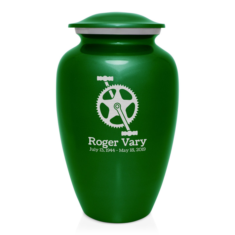 Bicycle Crank Cremation Urn - Shamrock Green
