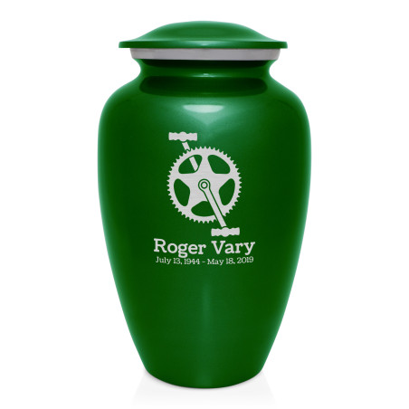 Bicycle Crank Cremation Urn - Shamrock Green
