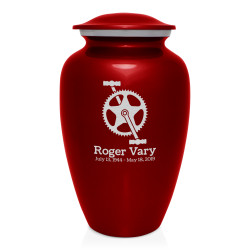 Bicycle Crank Cremation Urn - Ruby Red