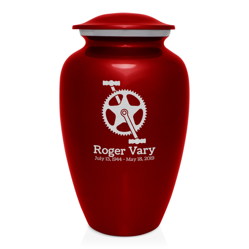 Bicycle Crank Cremation Urn - Ruby Red