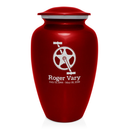 Bicycle Crank Cremation Urn - Ruby Red