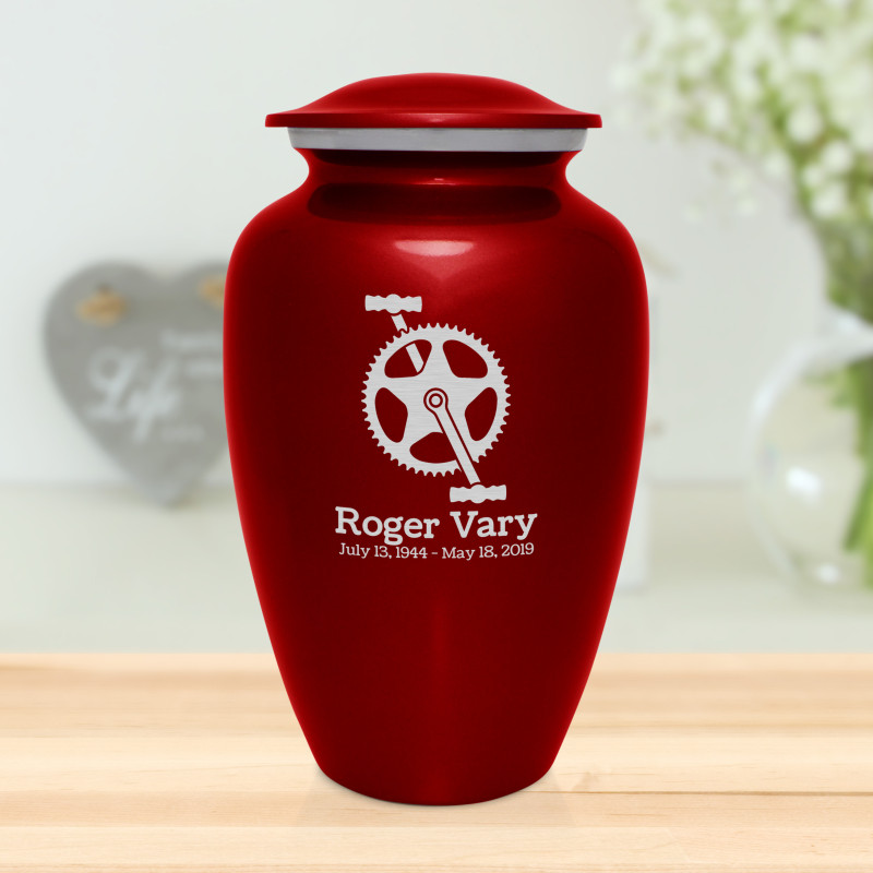 Bicycle Crank Cremation Urn - Ruby Red