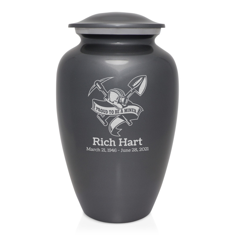 Miner Cremation Urn - Gunmetal Gray