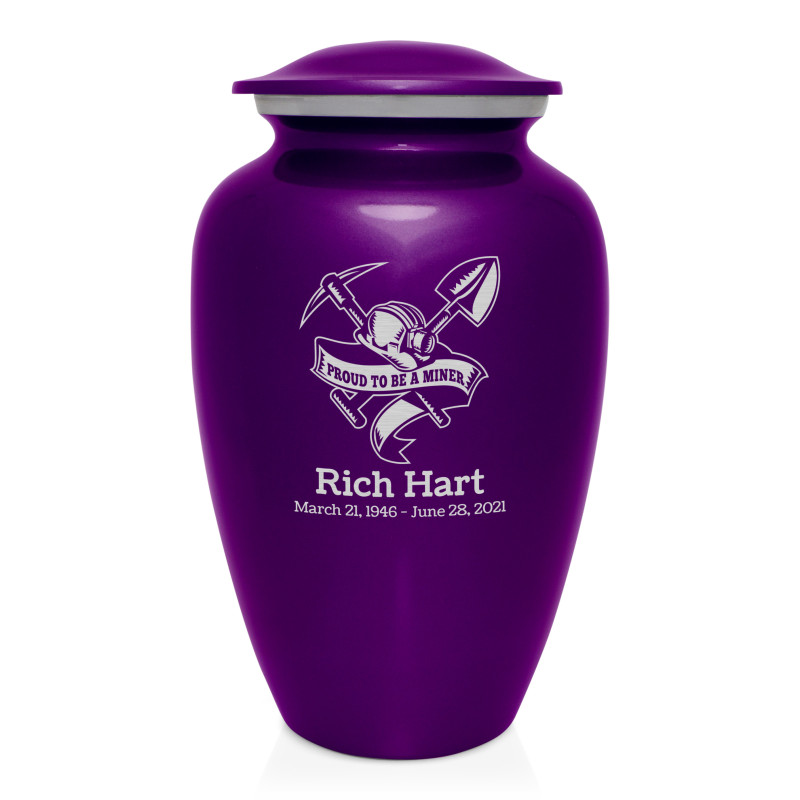 Miner Cremation Urn - Purple Luster