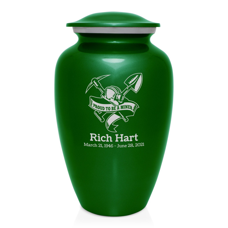 Miner Cremation Urn - Shamrock Green