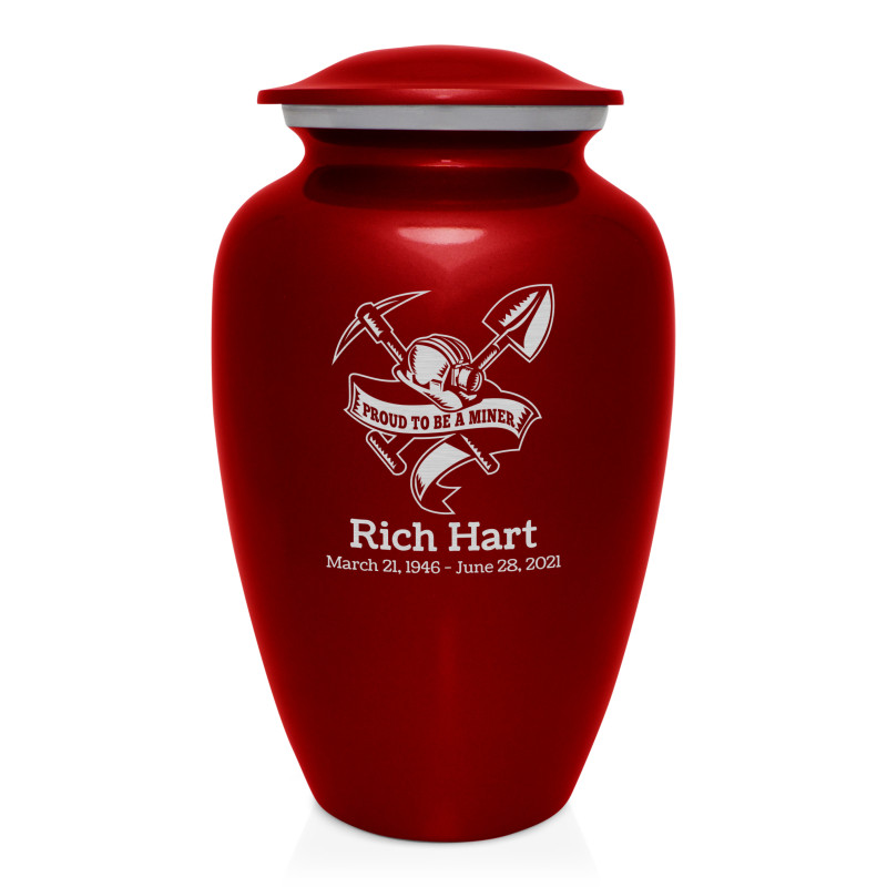 Miner Cremation Urn - Ruby Red