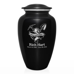 Miner Cremation Urn - Jet Black