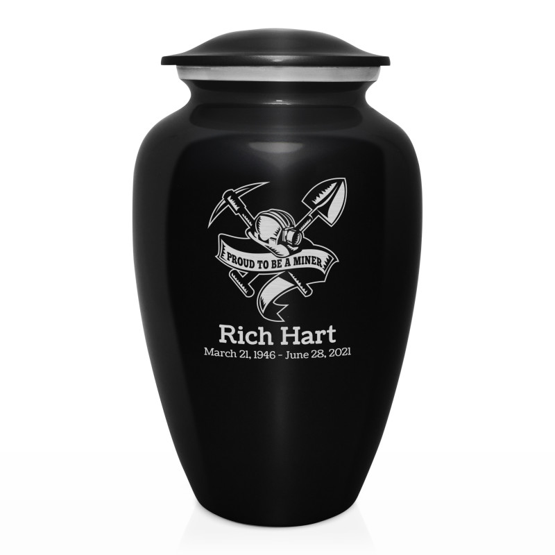 Miner Cremation Urn - Jet Black