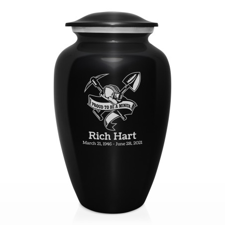Miner Cremation Urn - Jet Black