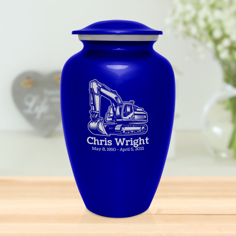 Excavator Cremation Urn - Midnight Blue