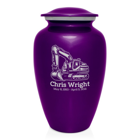 Excavator Cremation Urn - Purple Luster