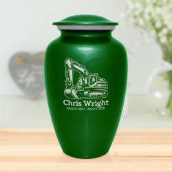 Excavator Cremation Urn - Shamrock Green