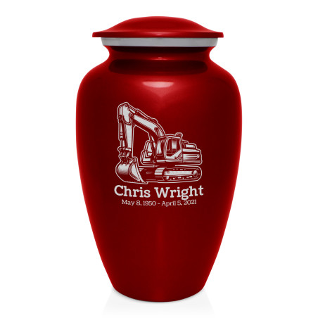 Excavator Cremation Urn - Ruby Red