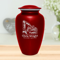 Excavator Cremation Urn - Ruby Red