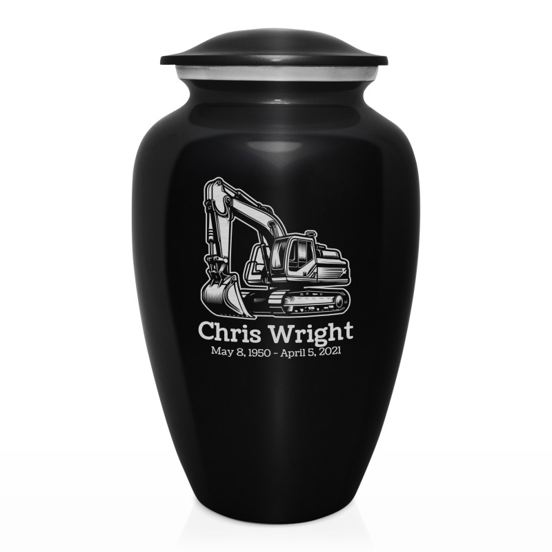 Excavator Cremation Urn - Jet Black