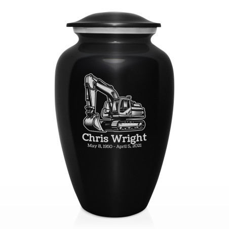 Excavator Cremation Urn - Jet Black