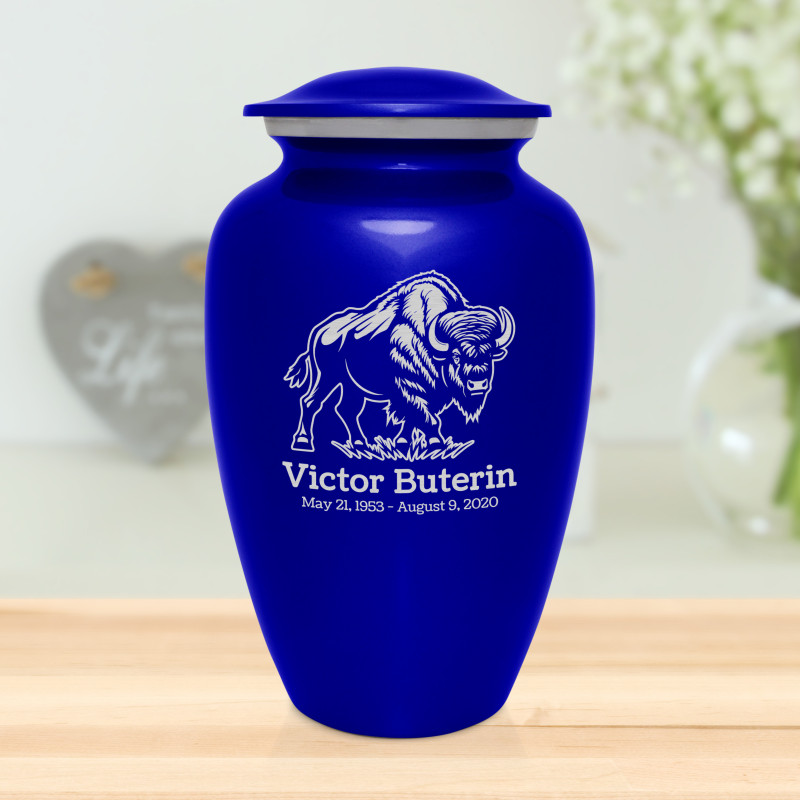 Buffalo Cremation Urn - Midnight Blue