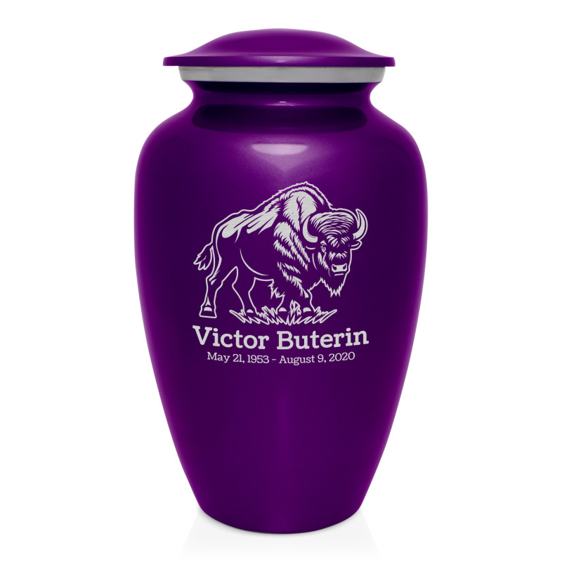 Buffalo Cremation Urn - Purple Luster