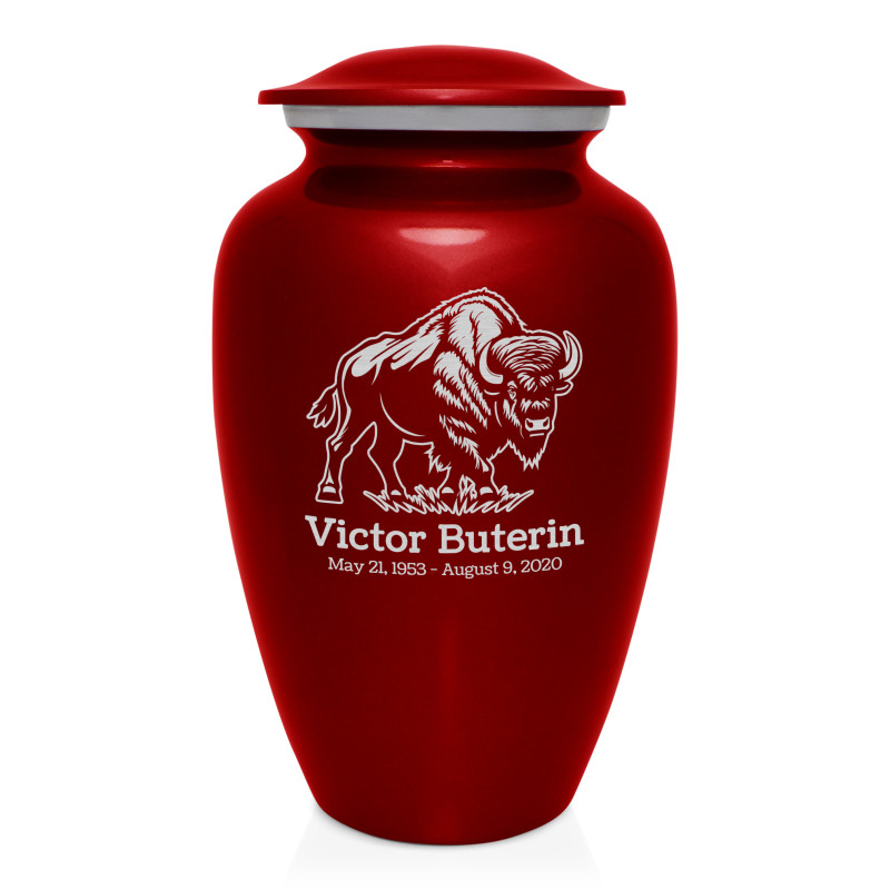 Buffalo Cremation Urn - Ruby Red