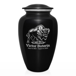 Buffalo Cremation Urn - Jet Black