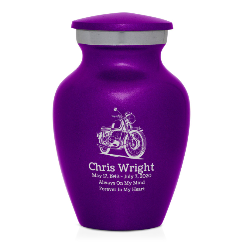 Classic Motorcycle Keepsake Urn - Purple Luster