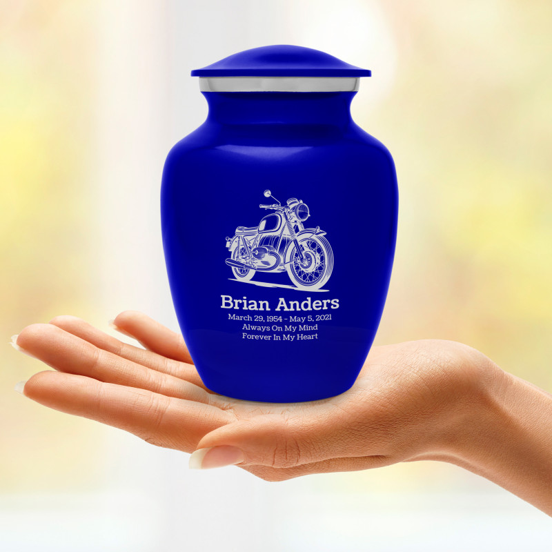 Classic Motorcycle Sharing Urn - Midnight Blue