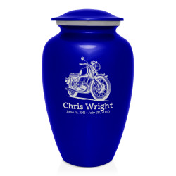 Classic Motorcycle Cremation Urn - Midnight Blue