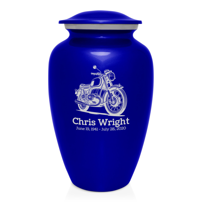 Classic Motorcycle Cremation Urn - Midnight Blue