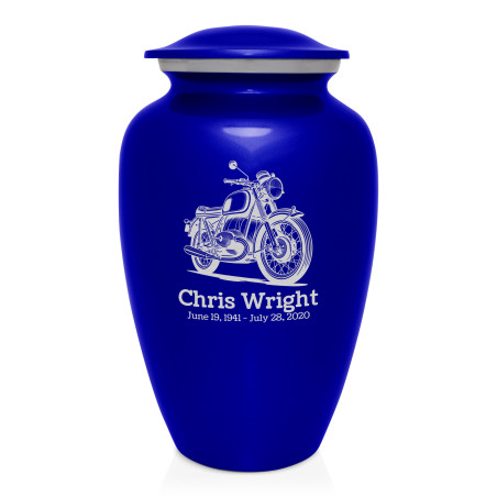 Classic Motorcycle Cremation Urn - Midnight Blue