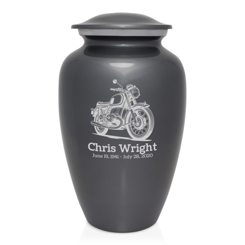 Classic Motorcycle Cremation Urn - Gunmetal Gray