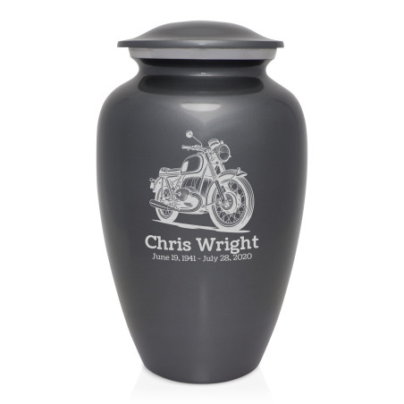 Classic Motorcycle Cremation Urn - Gunmetal Gray