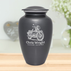 Classic Motorcycle Cremation Urn - Gunmetal Gray