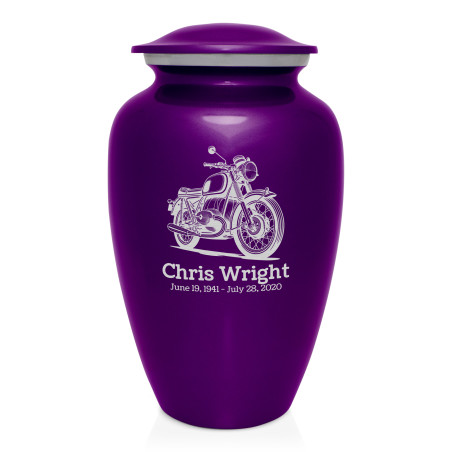 Classic Motorcycle Cremation Urn - Purple Luster