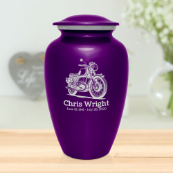 Classic Motorcycle Cremation Urn - Purple Luster