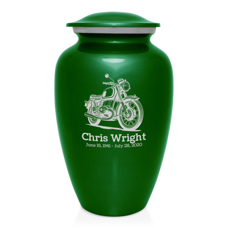 Classic Motorcycle Cremation Urn - Shamrock Green