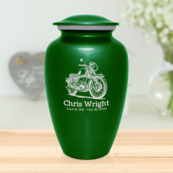 Classic Motorcycle Cremation Urn - Shamrock Green