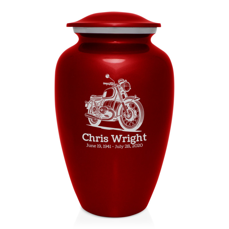 Classic Motorcycle Cremation Urn - Ruby Red