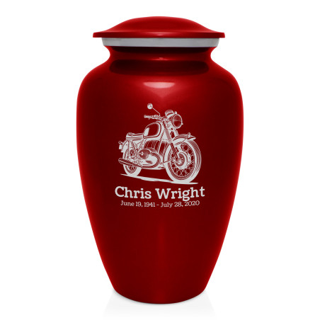 Classic Motorcycle Cremation Urn - Ruby Red