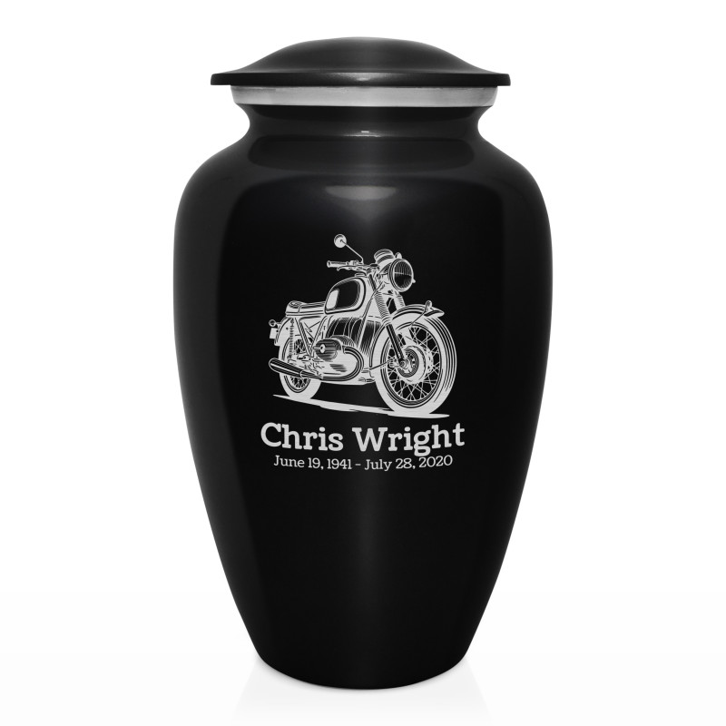 Classic Motorcycle Cremation Urn - Jet Black