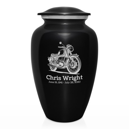 Classic Motorcycle Cremation Urn - Jet Black