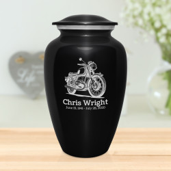Classic Motorcycle Cremation Urn - Jet Black