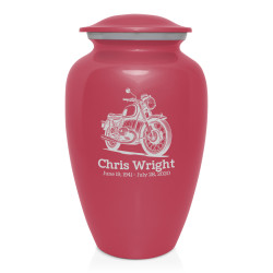 Classic Motorcycle Cremation Urn - Rose Pink