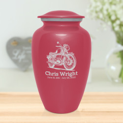 Classic Motorcycle Cremation Urn - Rose Pink