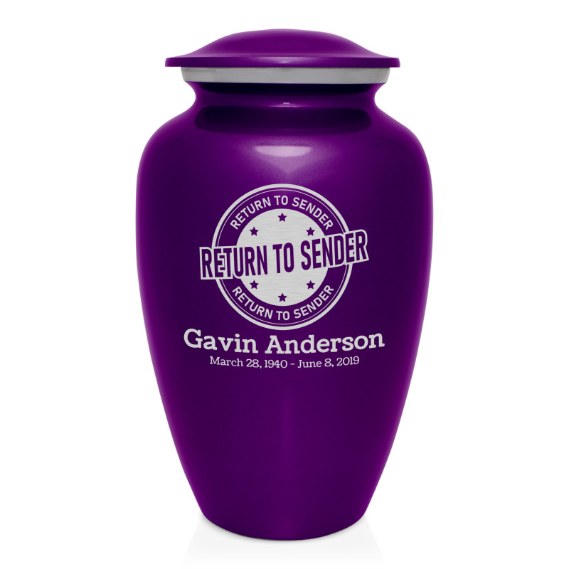 Return to Sender Cremation Urn - Purple Luster