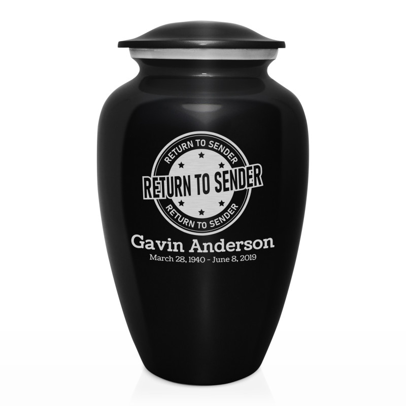 Return to Sender Cremation Urn - Jet Black