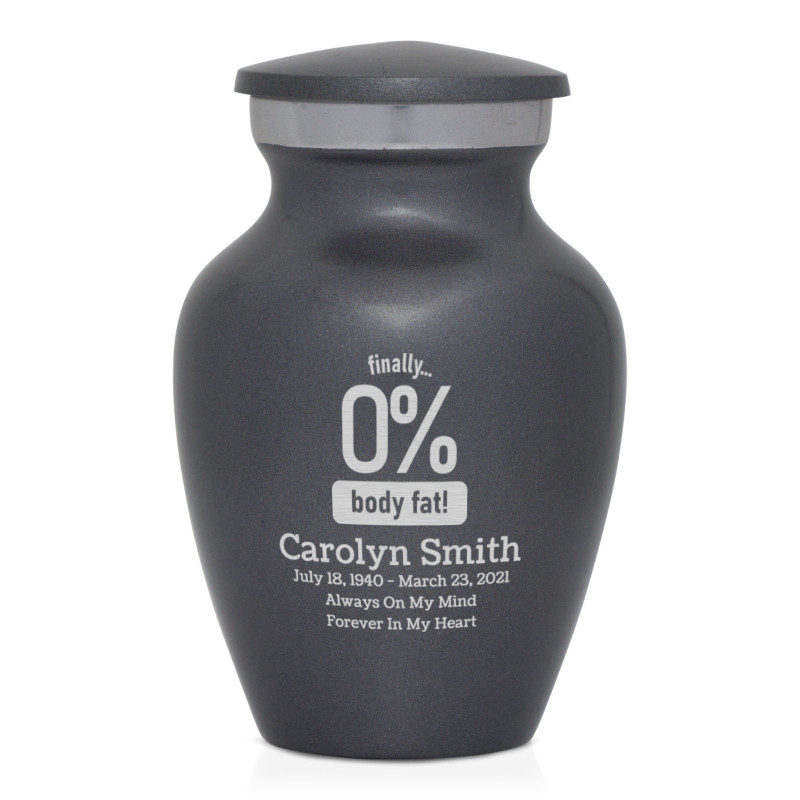 Zero Percent Body Fat Keepsake Urn - Gunmetal Gray
